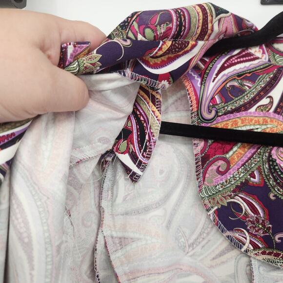 C.J. Banks Purple Pink Paisley Cropped One-Button Swing Jacket Women's Plus 2X - Picture 8 of 11